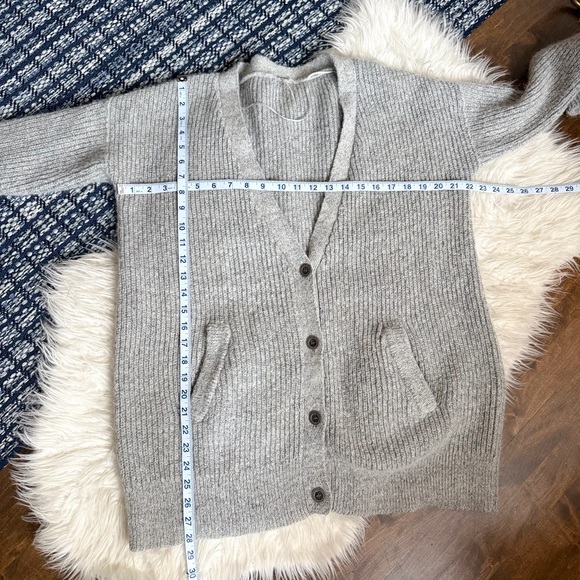 Free People Cloudy Day Cardigan light grey alpaca mohair wool grandpa boyfriend - Picture 11 of 12